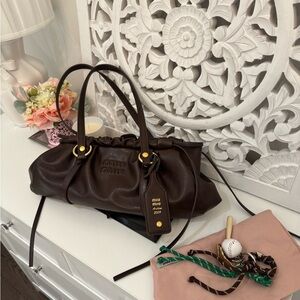 Miu Miu Dark Brown Leather Handbag